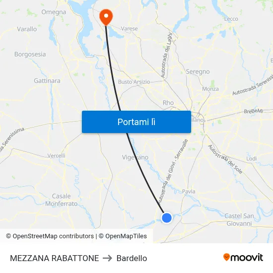 MEZZANA RABATTONE to Bardello map