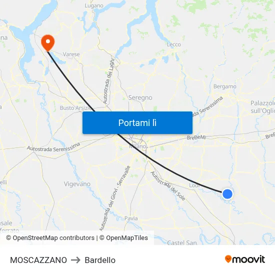MOSCAZZANO to Bardello map