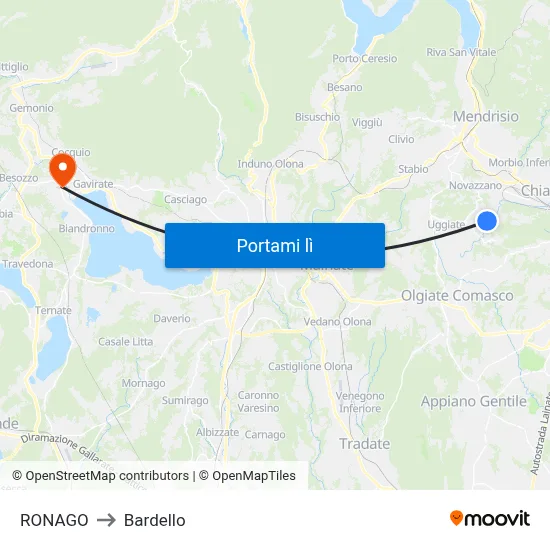 RONAGO to Bardello map