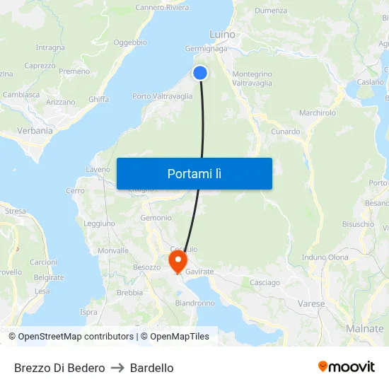 Brezzo Di Bedero to Bardello map