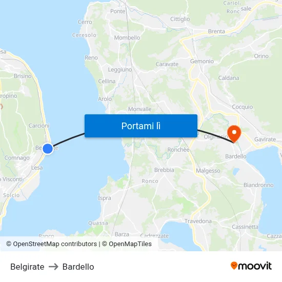 Belgirate to Bardello map