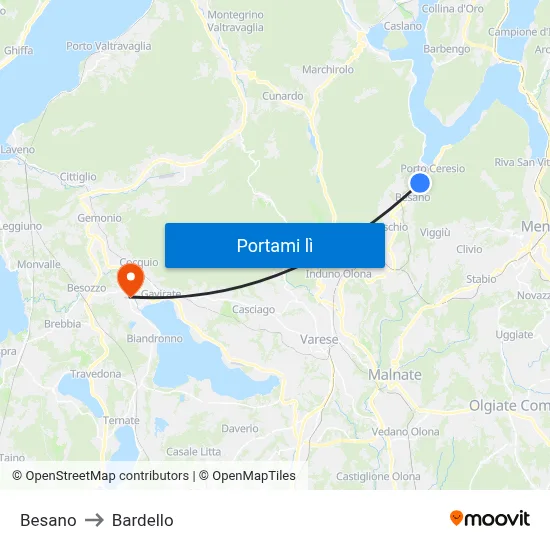 Besano to Bardello map