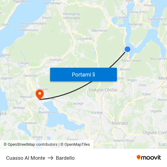 Cuasso Al Monte to Bardello map