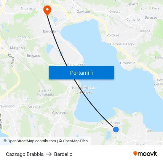 Cazzago Brabbia to Bardello map