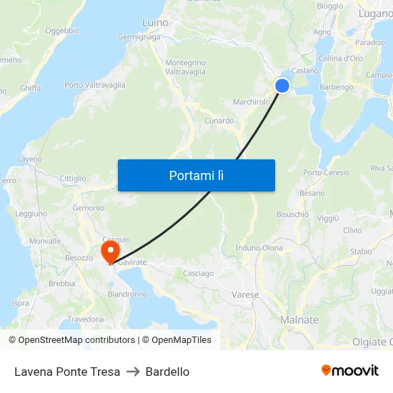 Lavena Ponte Tresa to Bardello map