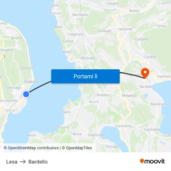 Lesa to Bardello map