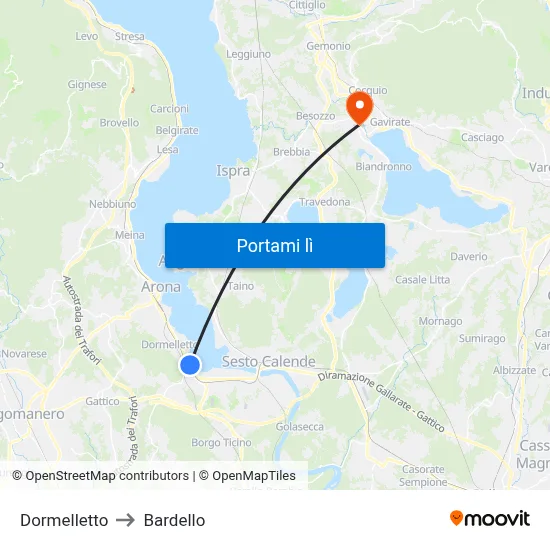Dormelletto to Bardello map