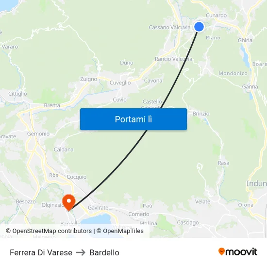 Ferrera Di Varese to Bardello map