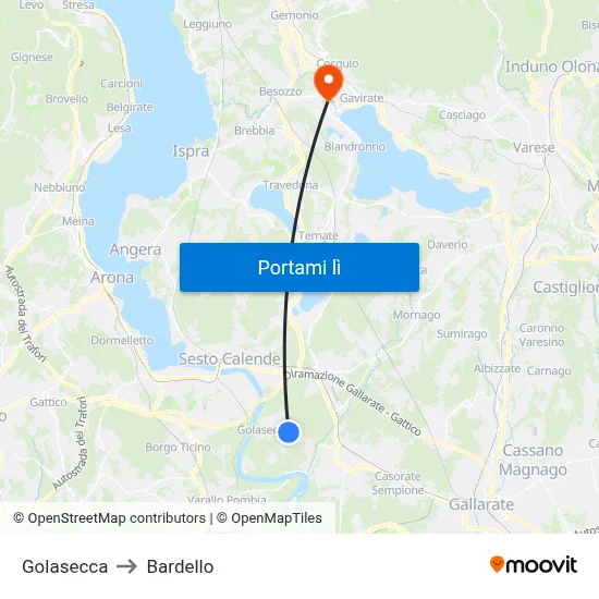 Golasecca to Bardello map