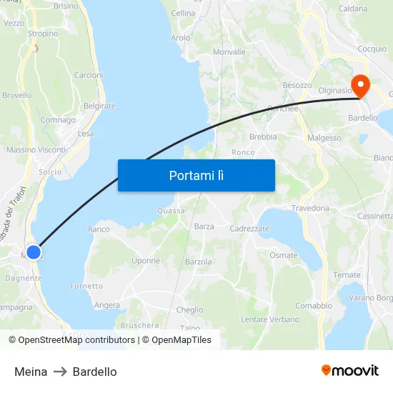 Meina to Bardello map