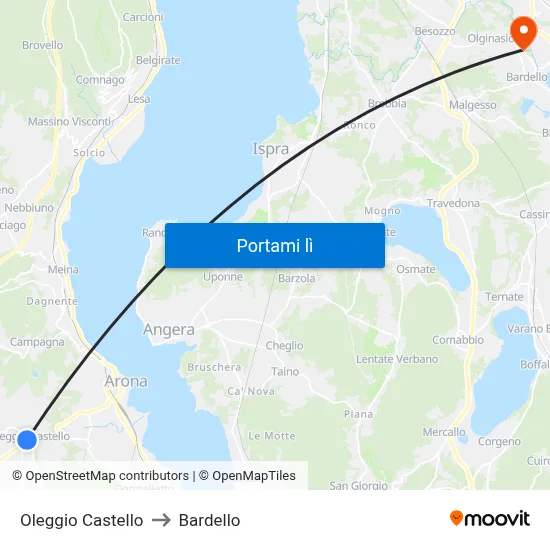 Oleggio Castello to Bardello map