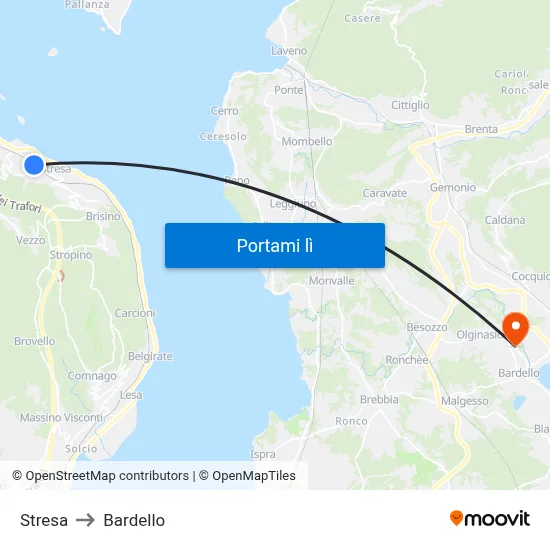 Stresa to Bardello map