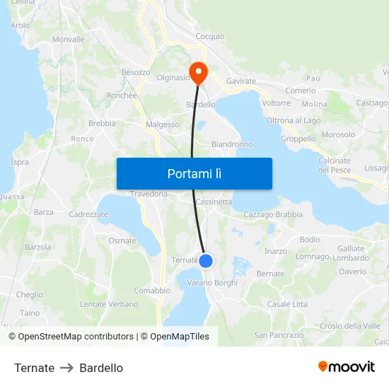 Ternate to Bardello map