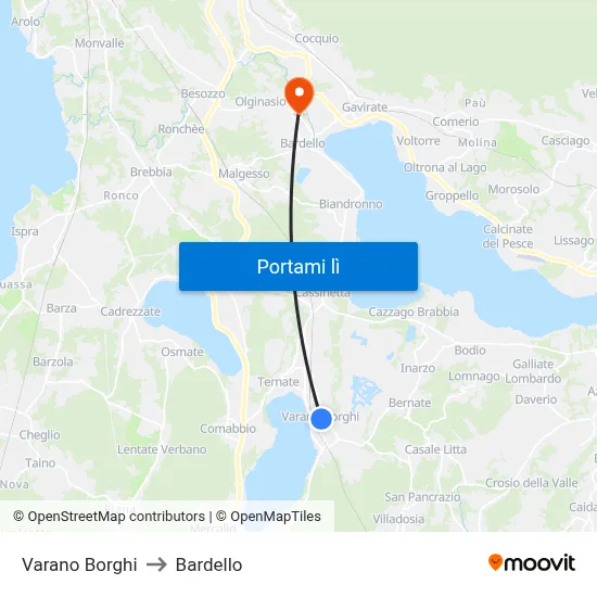 Varano Borghi to Bardello map