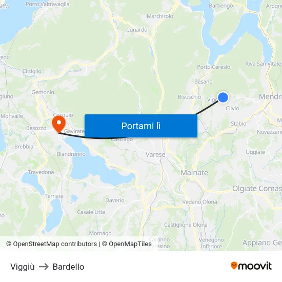Viggiù to Bardello map