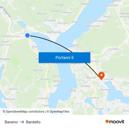 Baveno to Bardello map