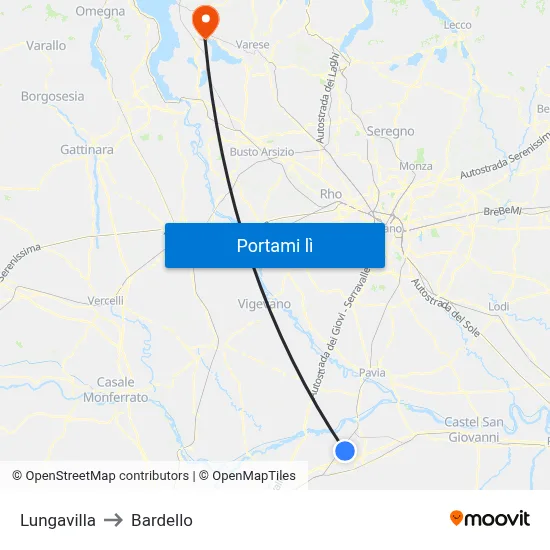 Lungavilla to Bardello map