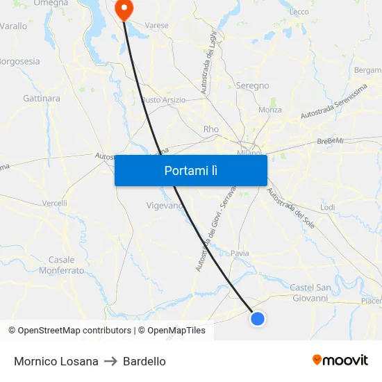 Mornico Losana to Bardello map