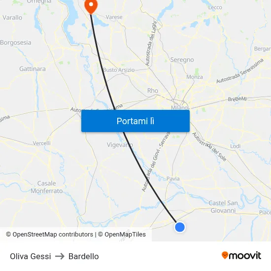 Oliva Gessi to Bardello map