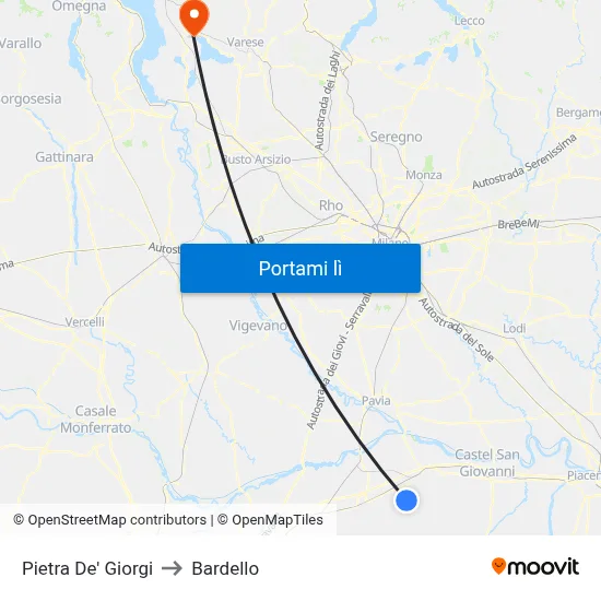 Pietra De' Giorgi to Bardello map