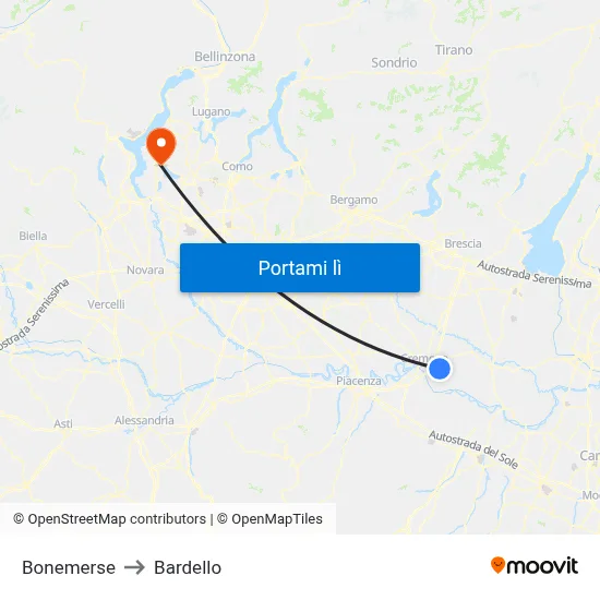 Bonemerse to Bardello map