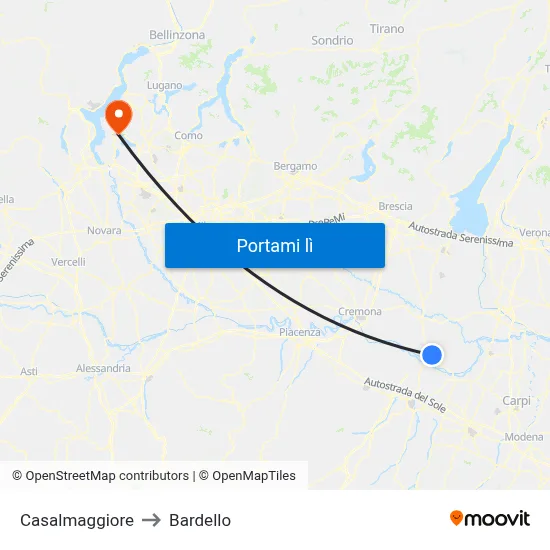 Casalmaggiore to Bardello map