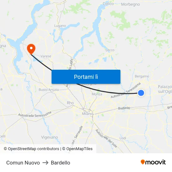 Comun Nuovo to Bardello map