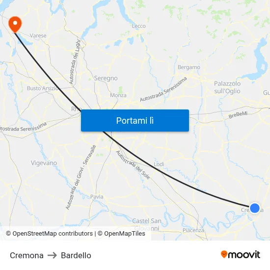Cremona to Bardello map