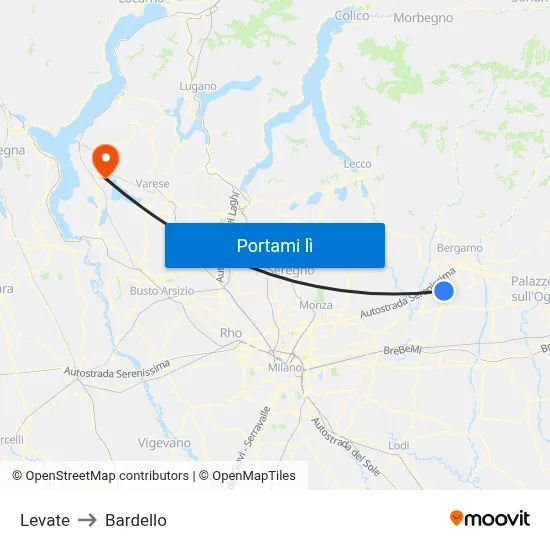 Levate to Bardello map