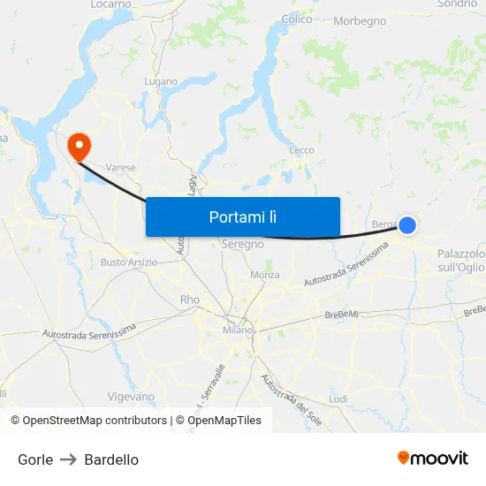 Gorle to Bardello map