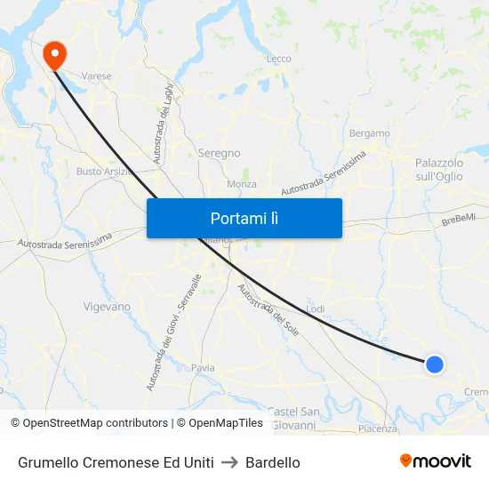 Grumello Cremonese Ed Uniti to Bardello map