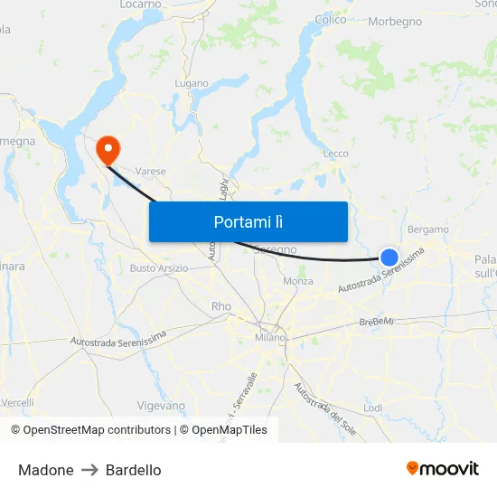 Madone to Bardello map
