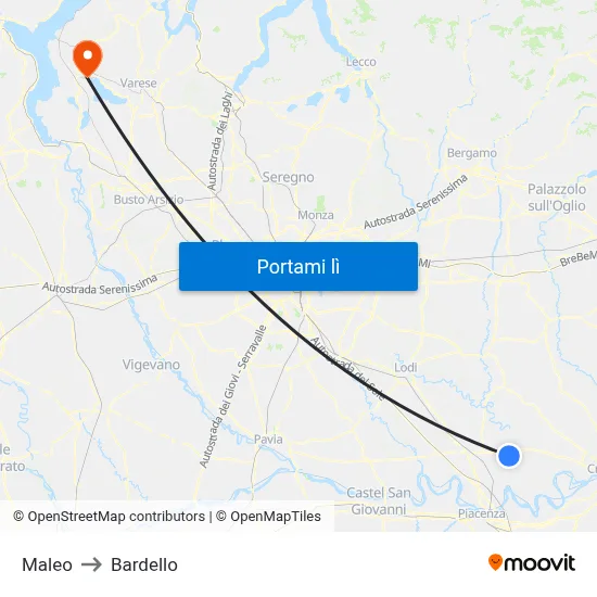 Maleo to Bardello map