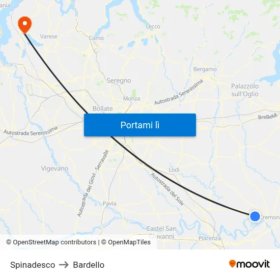 Spinadesco to Bardello map