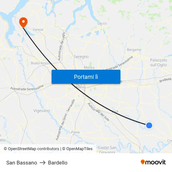 San Bassano to Bardello map