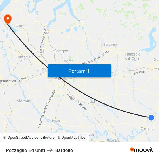 Pozzaglio Ed Uniti to Bardello map