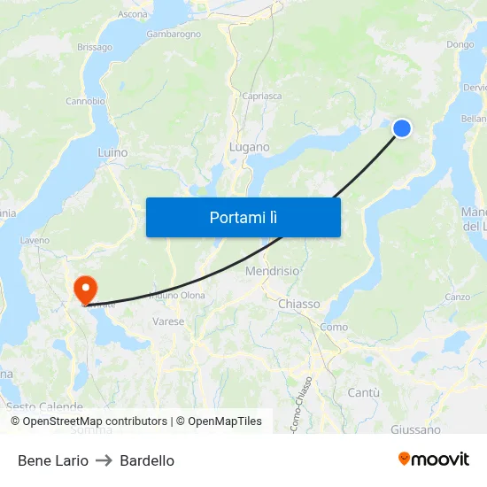 Bene Lario to Bardello map
