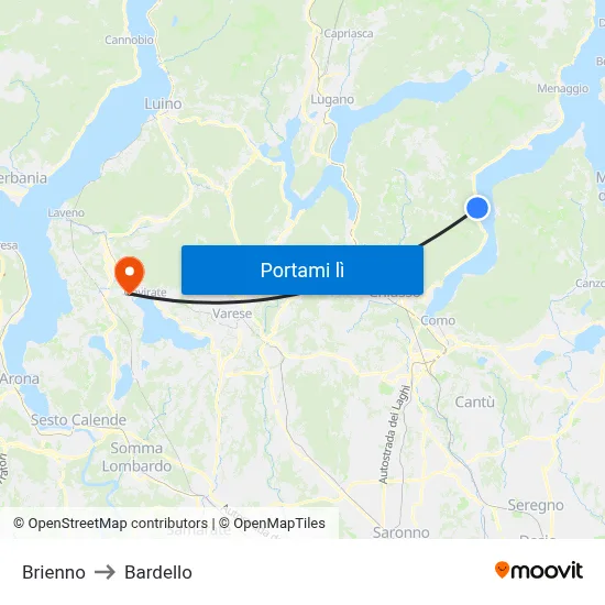 Brienno to Bardello map
