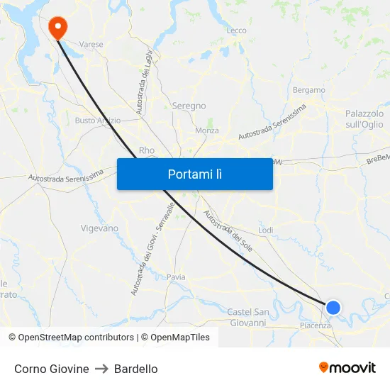 Corno Giovine to Bardello map