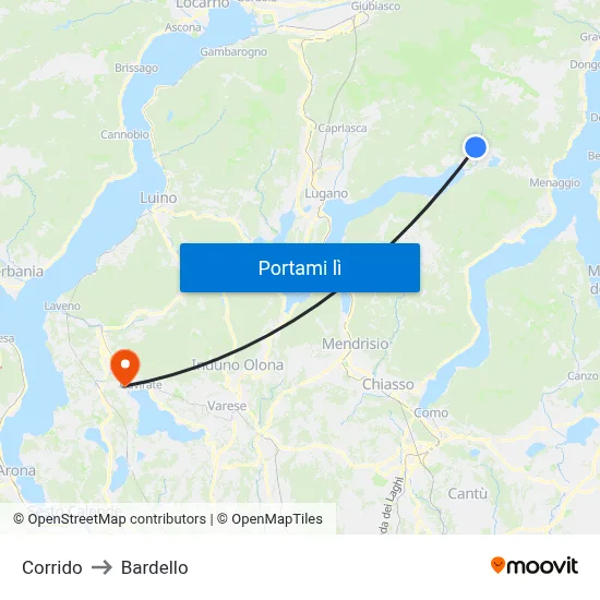 Corrido to Bardello map