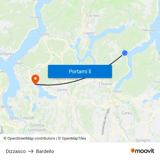 Dizzasco to Bardello map