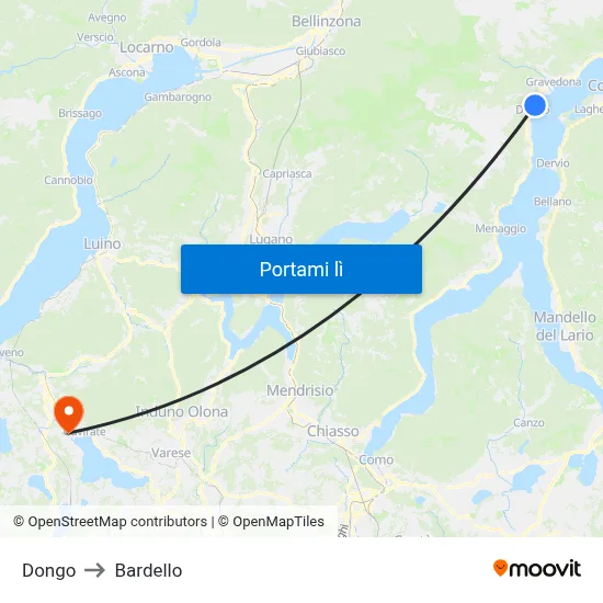Dongo to Bardello map
