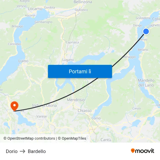 Dorio to Bardello map