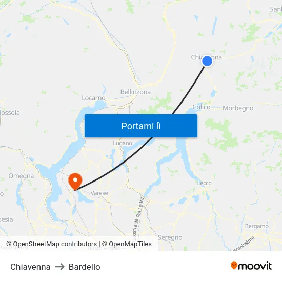 Chiavenna to Bardello map