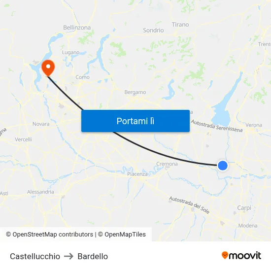 Castellucchio to Bardello map