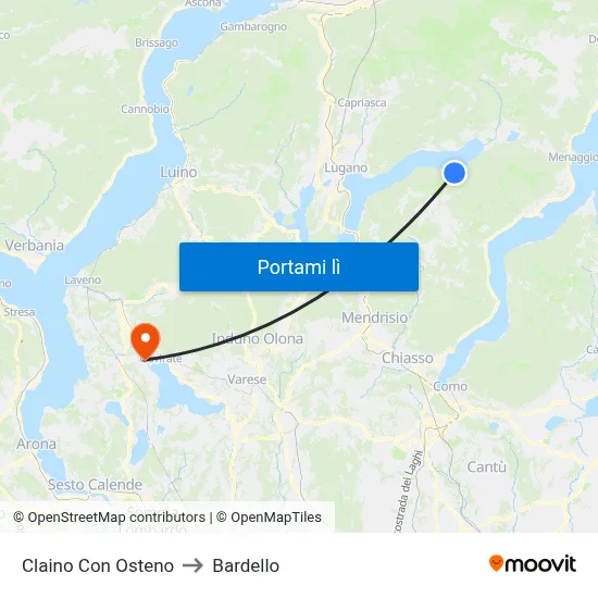 Claino Con Osteno to Bardello map
