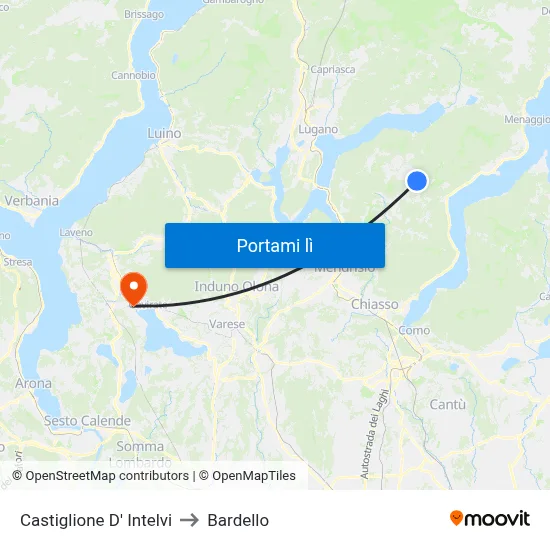 Castiglione D' Intelvi to Bardello map