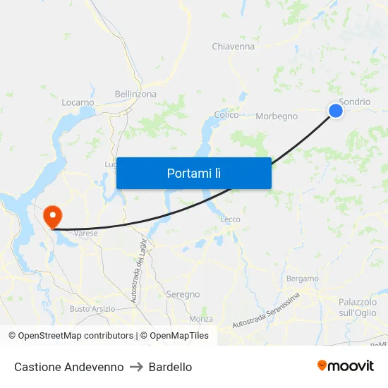 Castione Andevenno to Bardello map