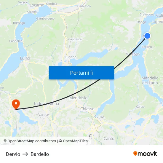 Dervio to Bardello map