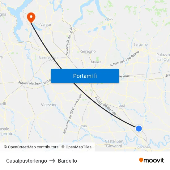 Casalpusterlengo to Bardello map